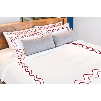 Double Wavy Embroidered Cotton Duvet Cover Set