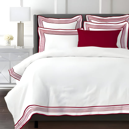 Smart Border 400TC Cotton Embroidery Sateen Solid Duvet Cover Set