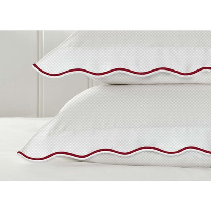 400TC Cotton Scallop Embroidery Sateen Microcheck Duvet Cover Set