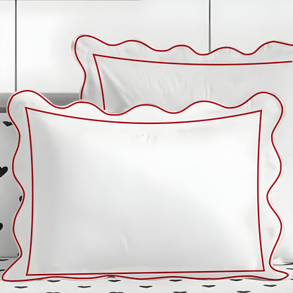 400TC Cotton Scallop Embroidery & Border Sateen Solid Duvet Cover Set