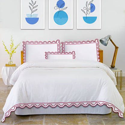 400TC U Shape Scallop Embroidery Cotton Duvet Cover Set