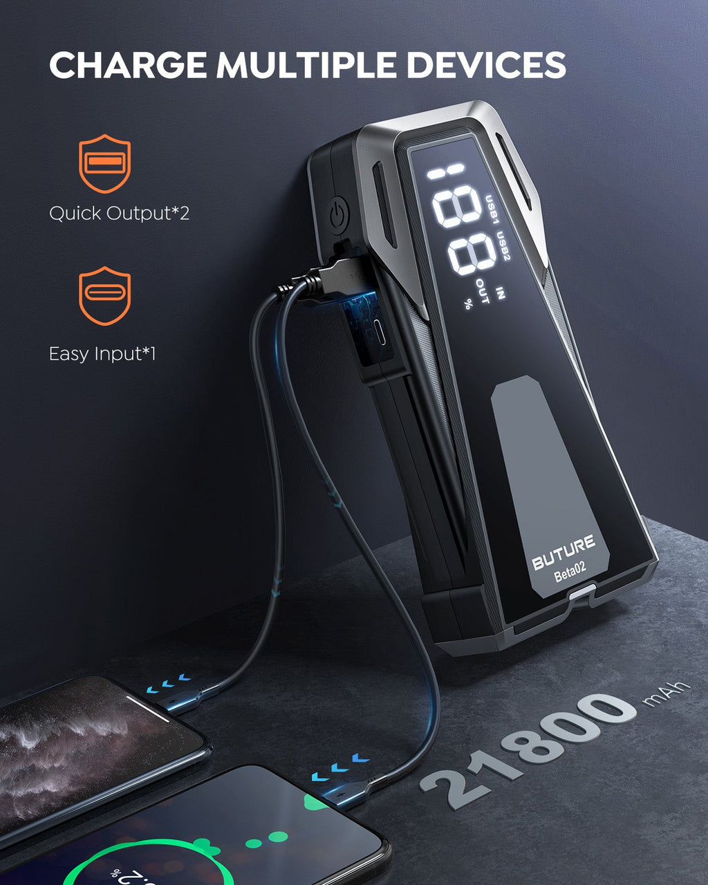 Buture Beta02 Portable Car Jump Starter 2500A