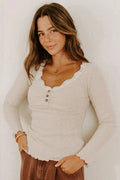 Lace Stitching Lace Collar Slim-fit Long Sleeve Women