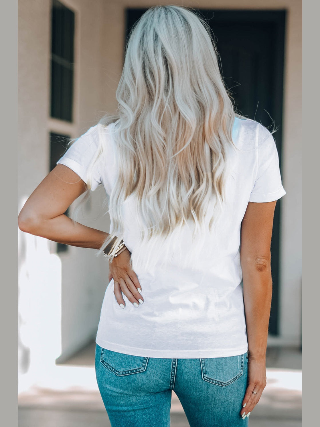 Women Letter Graphic Round Neck Short Sleeve T-Shirt