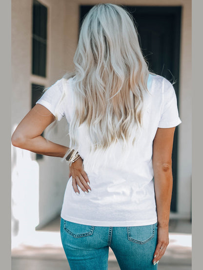 Women Letter Graphic Round Neck Short Sleeve T-Shirt