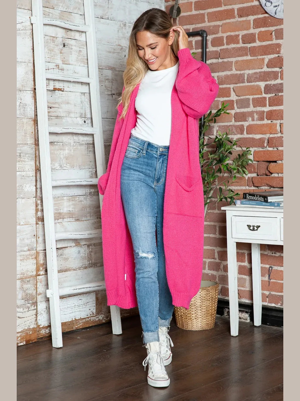 Letter Dropped Shoulder Long Sleeve Cardigan