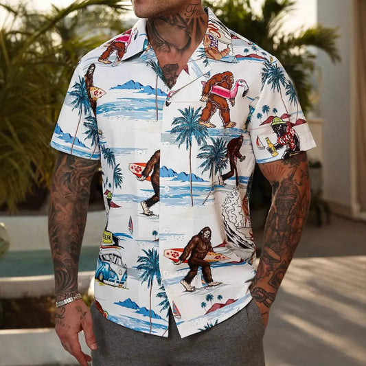 Men's Floral Print Casual Shirt with Unique Design