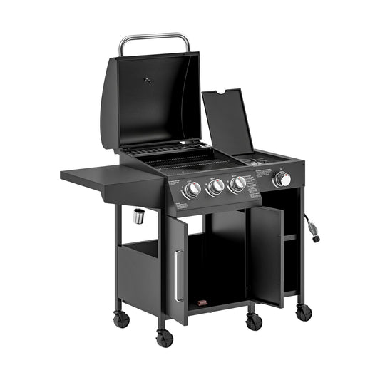 Castelle Flame 15K BTU Barbecue Propane Liquid Propane Grill With Side Burner (SAK53481)