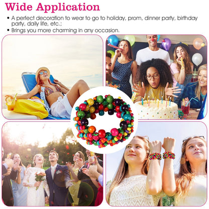 Multi-Color Wooden Beaded Bracelet