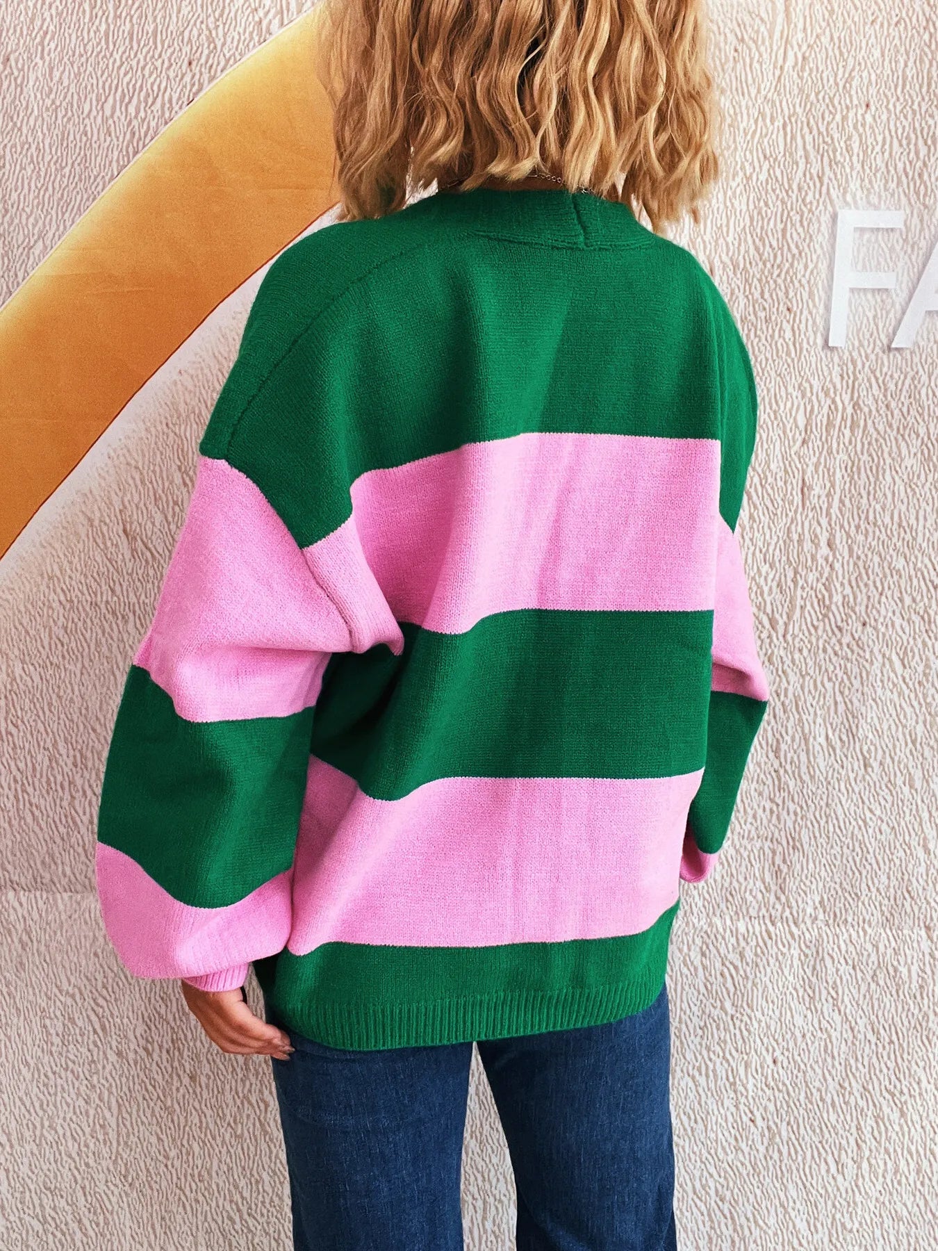 Women Color Block Open Front Cardigan