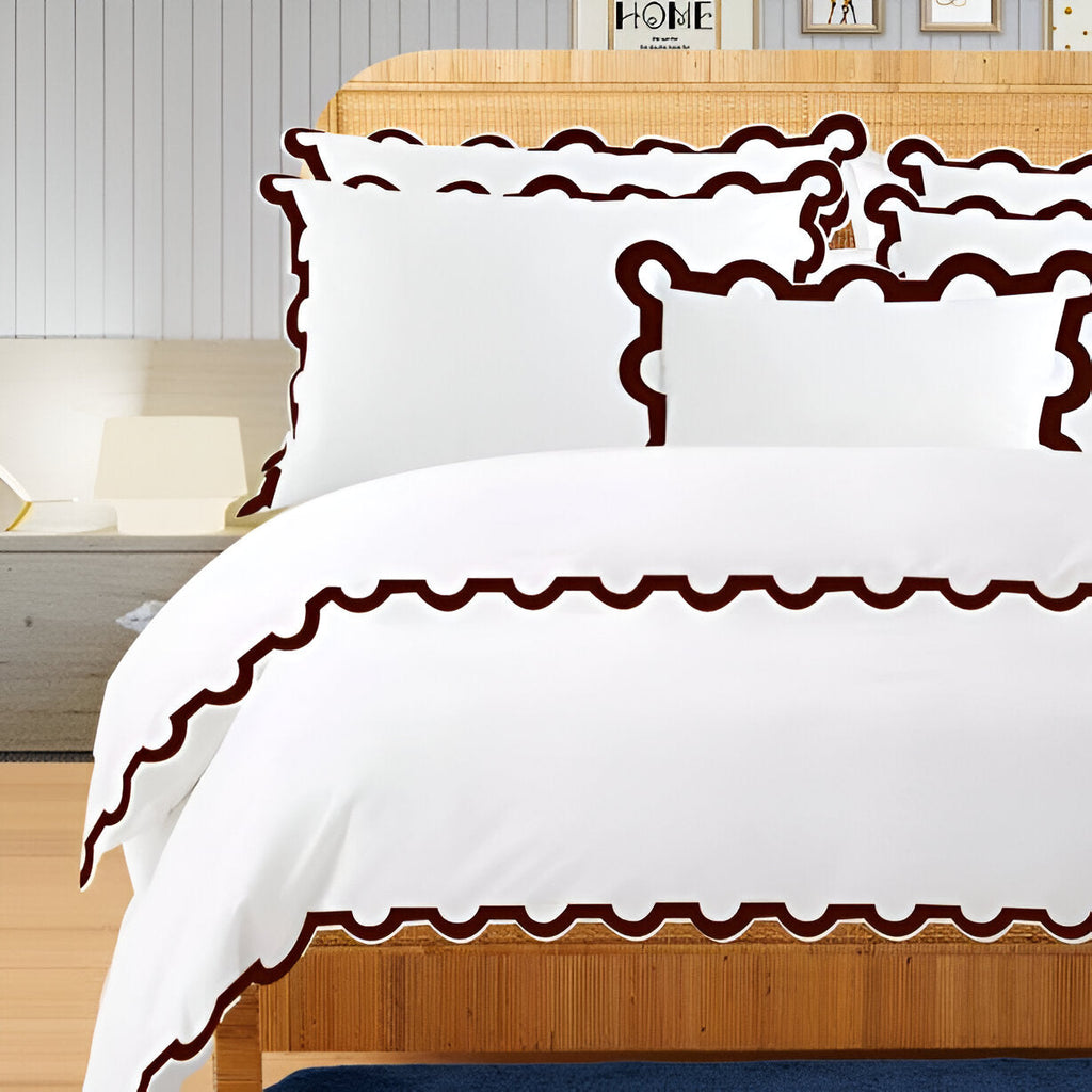 400TC U Shape Applique Embroidery Cotton Duvet Cover Set