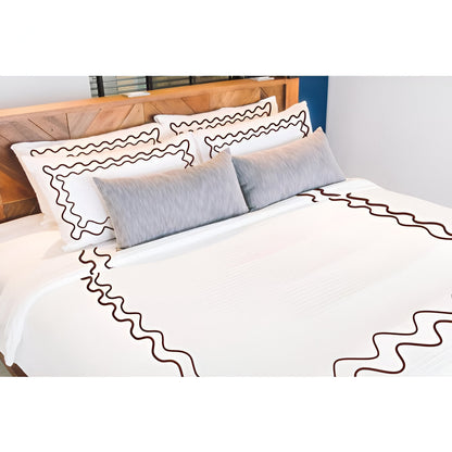 Double Wavy Embroidered Cotton Duvet Cover Set