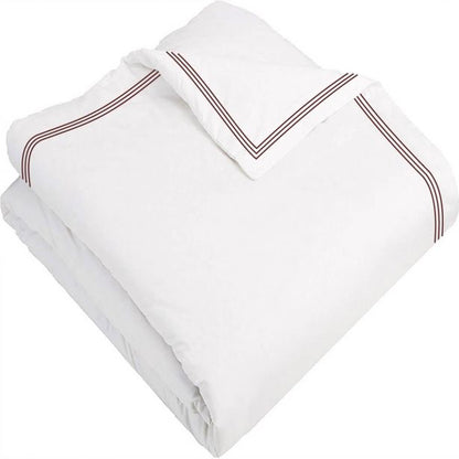 400TC Cotton Triple Edge Embroidery Sateen Solid Duvet Cover Set