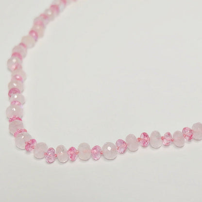 Rose Quartz Pink Topaz Necklace 14K Gold