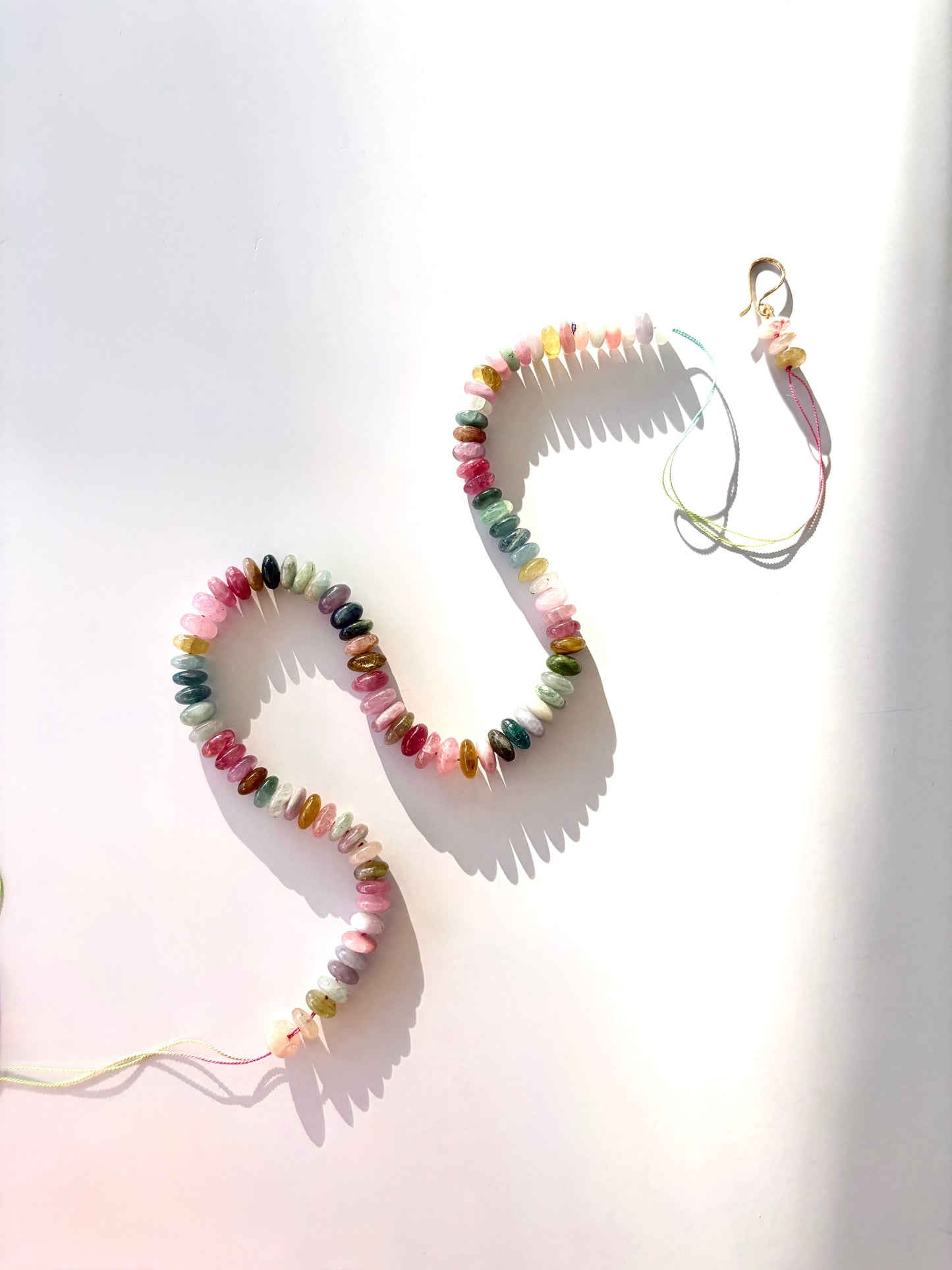 Watermelon Tourmaline Candy Necklace 14K Gold