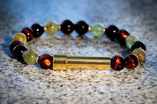 Tiger Eye and Garnet Cremation Bracelet for Hair Fur or Ash