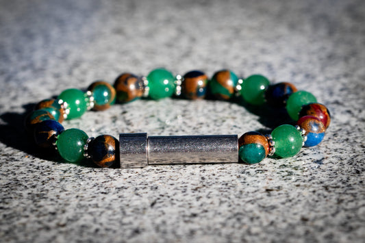 Mosaic Jasper and Aventurine Cremation Bracelet for Hair Fur or Ash