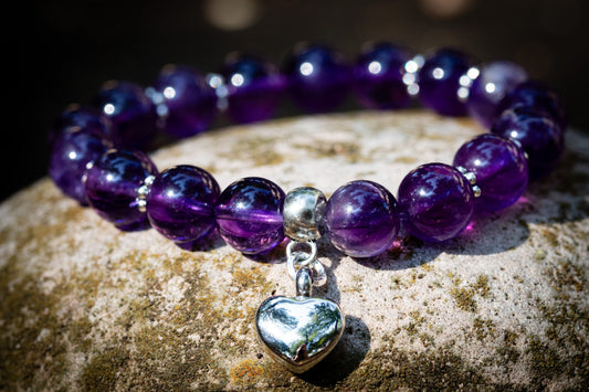 Dark Amethyst Keepsake Heart Bracelet
