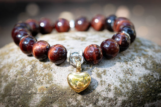 Red Tiger Eye Keepsake Urn Heart Bracelet