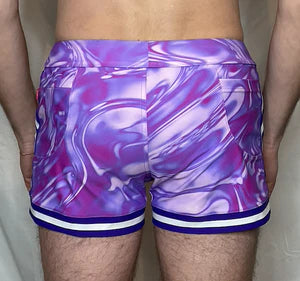 CTS PURPLE WATERMARBLE SWIM TO GYM SHORT- PURPLE