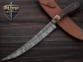 Premium Damascus Fillet Knife – Rosewood & Antler Handle