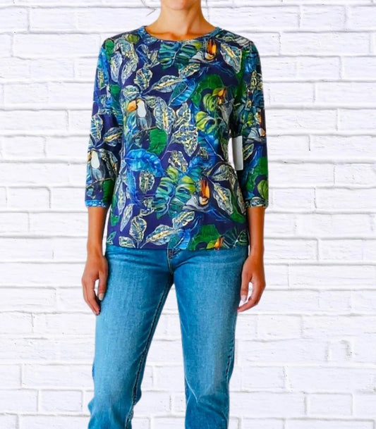Tropical Toucan Print Long Sleeve Top