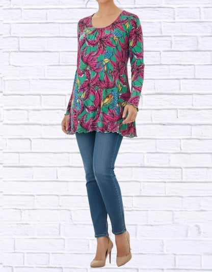 Sibella Pleated Front Long Sleeve Blouse