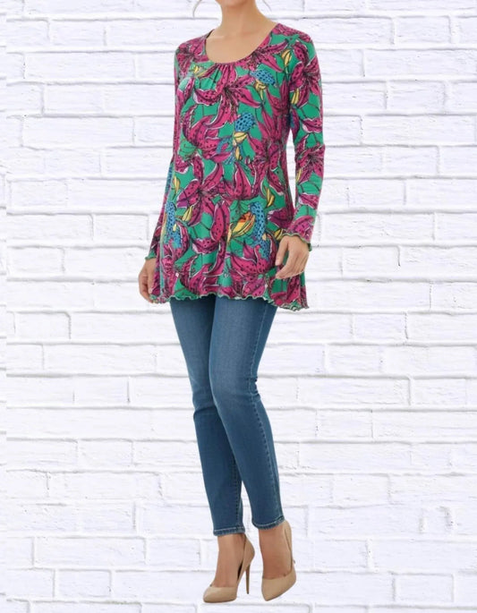 Sibella Pleated Front Long Sleeve Blouse