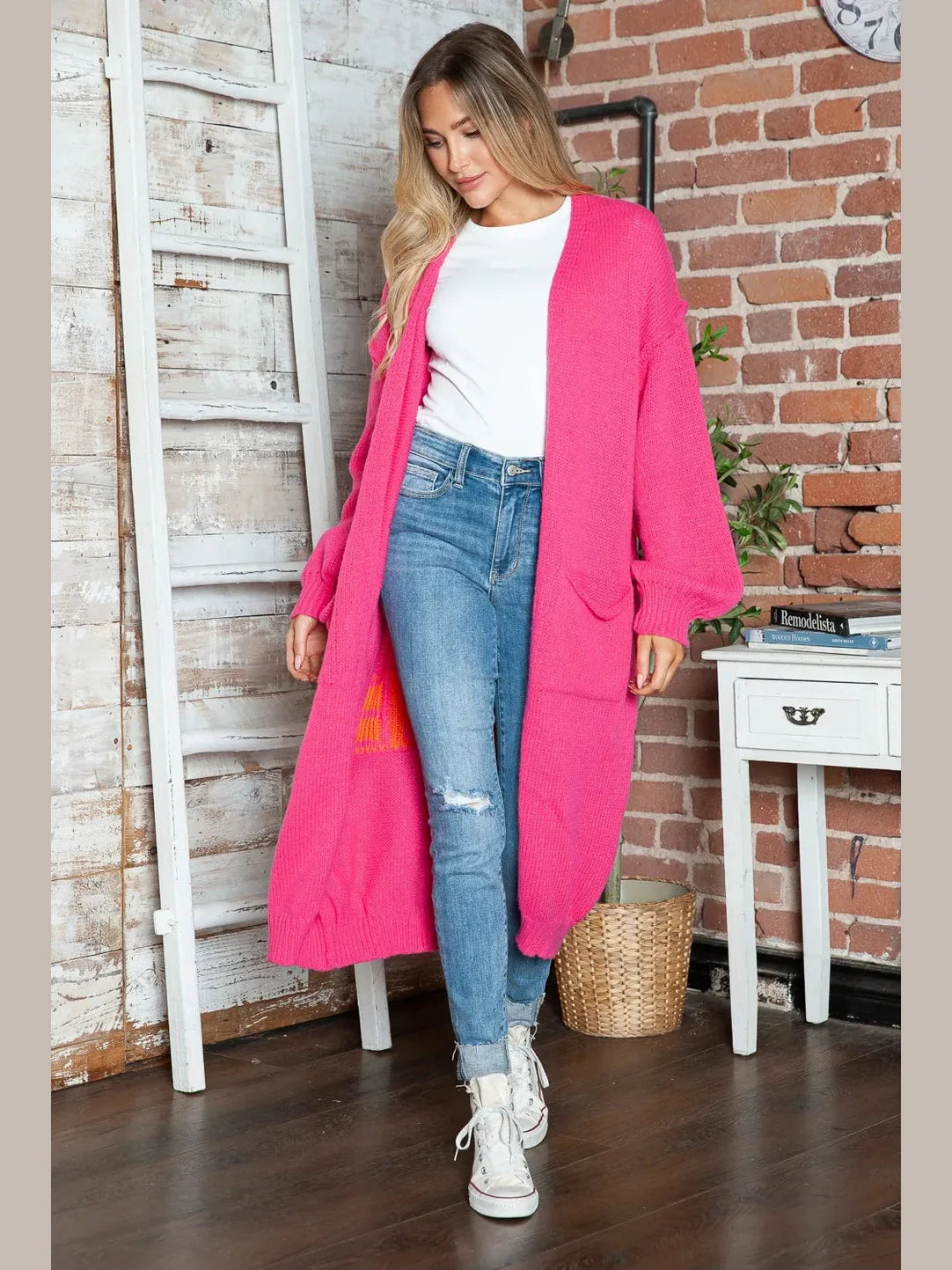 Letter Dropped Shoulder Long Sleeve Cardigan