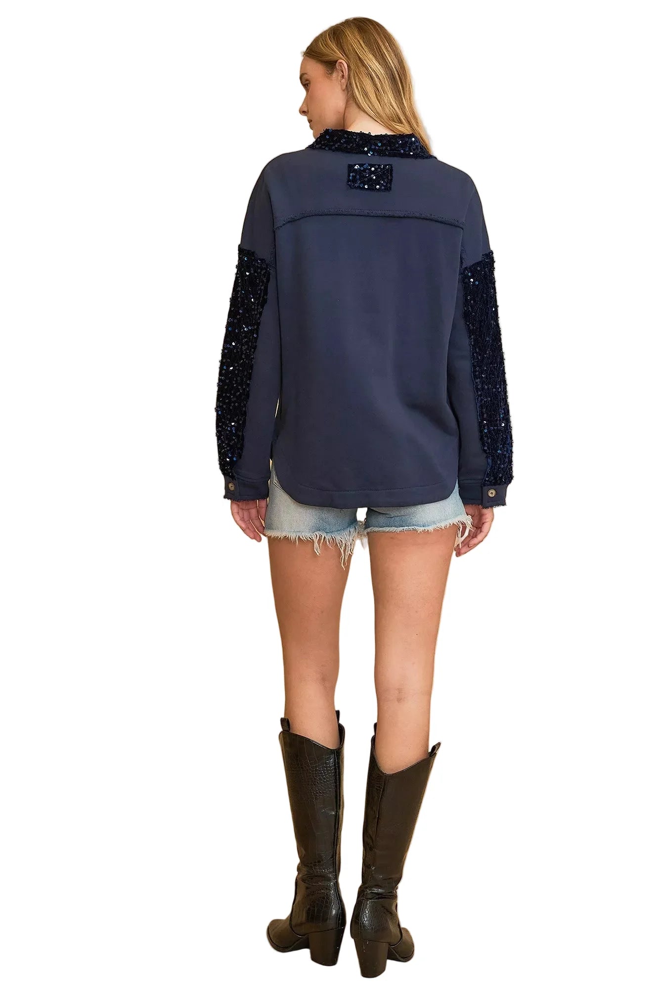 Umgee Sequined French Terry Jacket