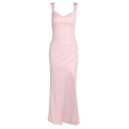 Slim Sleeveless Slit Dress With Back Tie Design Fashion Temperament Dresses For Women Clothing