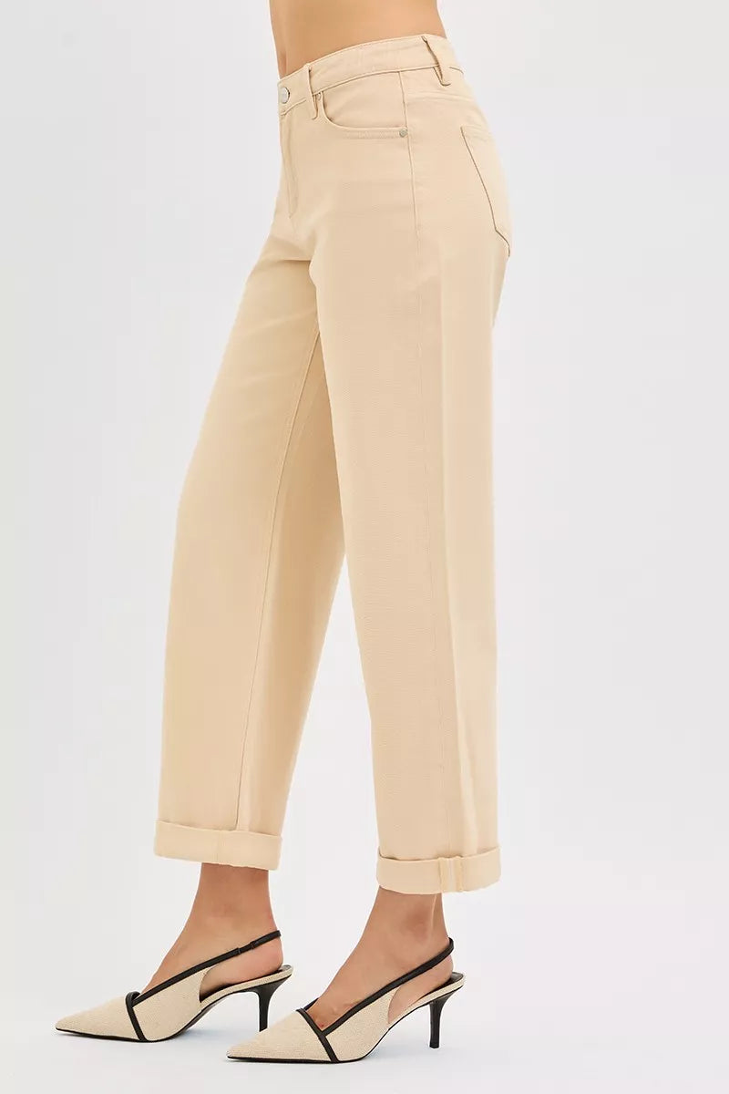 RISEN Tummy Control Mid Rise Ankle Barrel Relaxed Baggy