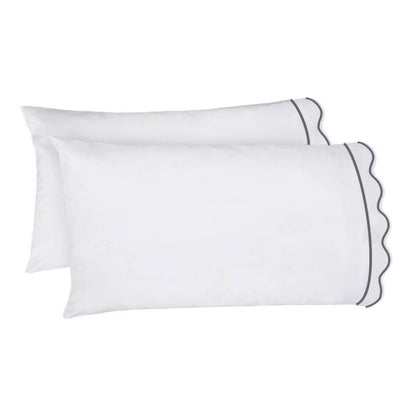 400TC Cotton Scallop Embroidery & Border Sateen Solid Sheet Set