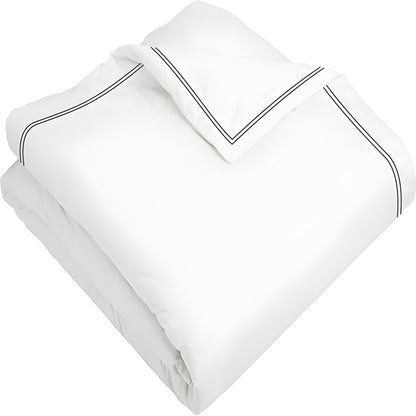 400TC Cotton Double Edge Embroidery Sateen Solid Duvet Cover Set
