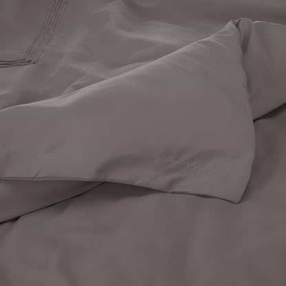 400TC Cotton Luxurious Triple Embroidery Sateen Solid Duvet Cover Set