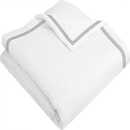 400TC Cotton Triple Edge Embroidery Sateen Solid Duvet Cover Set