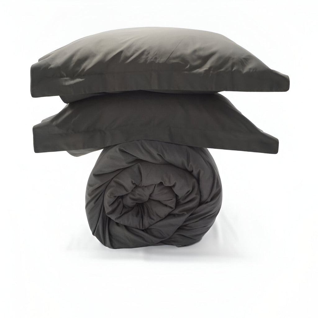 400TC Sateen Solid Cotton Round Duvet Cover Set