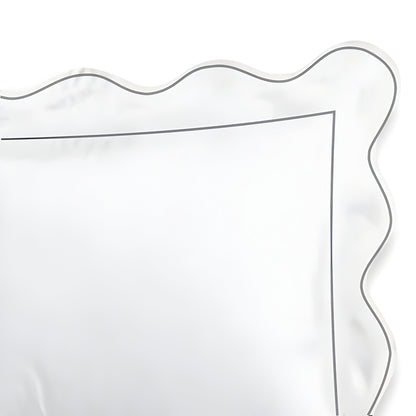 400TC Cotton Scallop Embroidery & Border Sateen Solid Duvet Cover Set