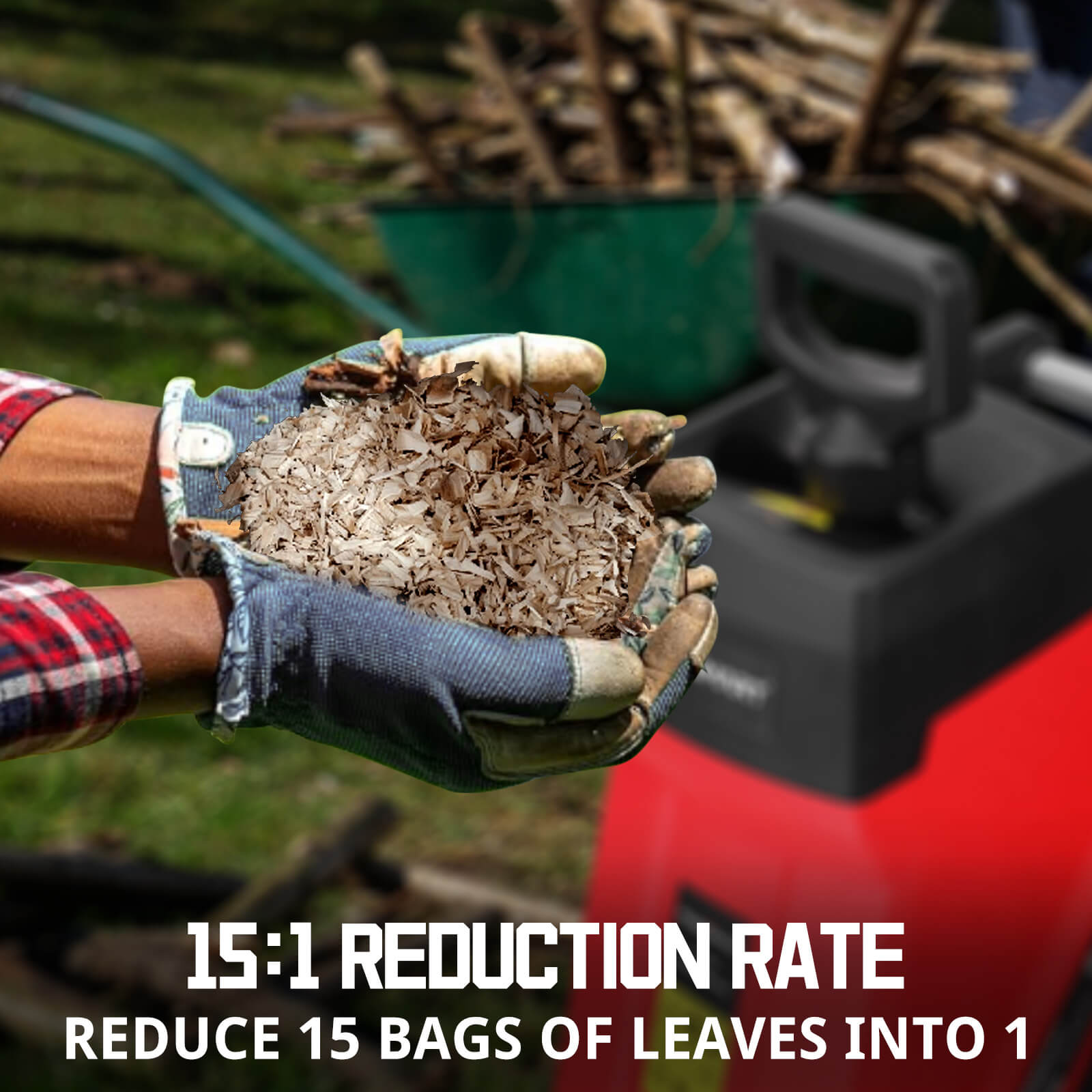 15Amp Electric Wood Chipper Leaf mulcher DB6610-W