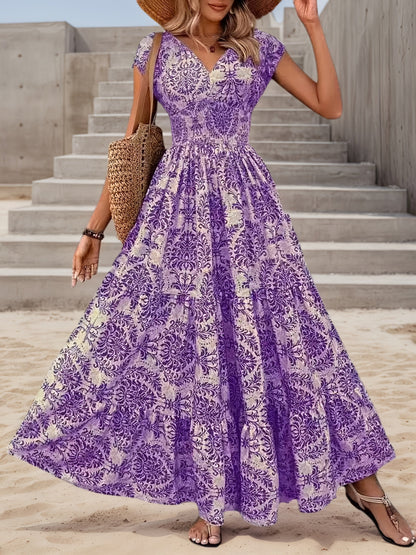 Summer Style  Floral V-neck Maxi Dress