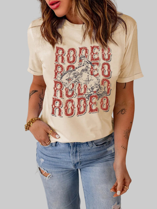 Women Letter Graphic Cuffed Tee Shirt