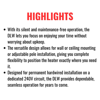 Dimplex DLW 70" Noiseless Radiant Electric Heater For Outdoor And Indoor, 3200W [DLW3200W24] (SAK15698)