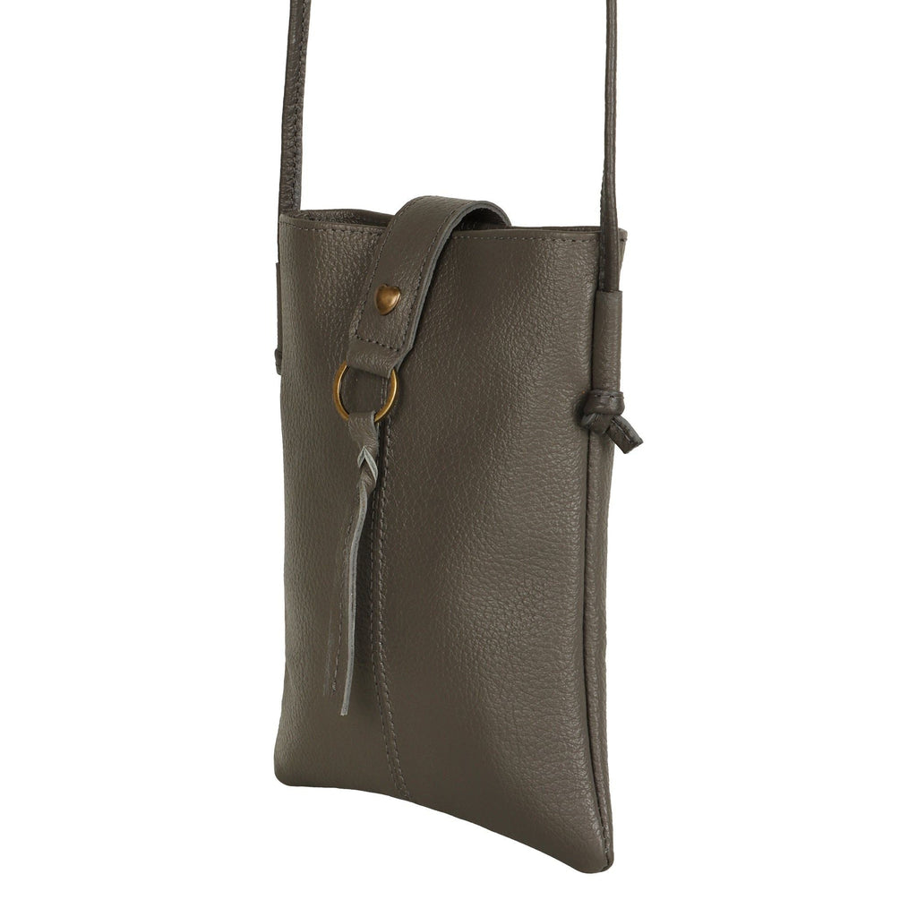 Jennie Small Ash Grey Crossbody Bag with Tassel Accent