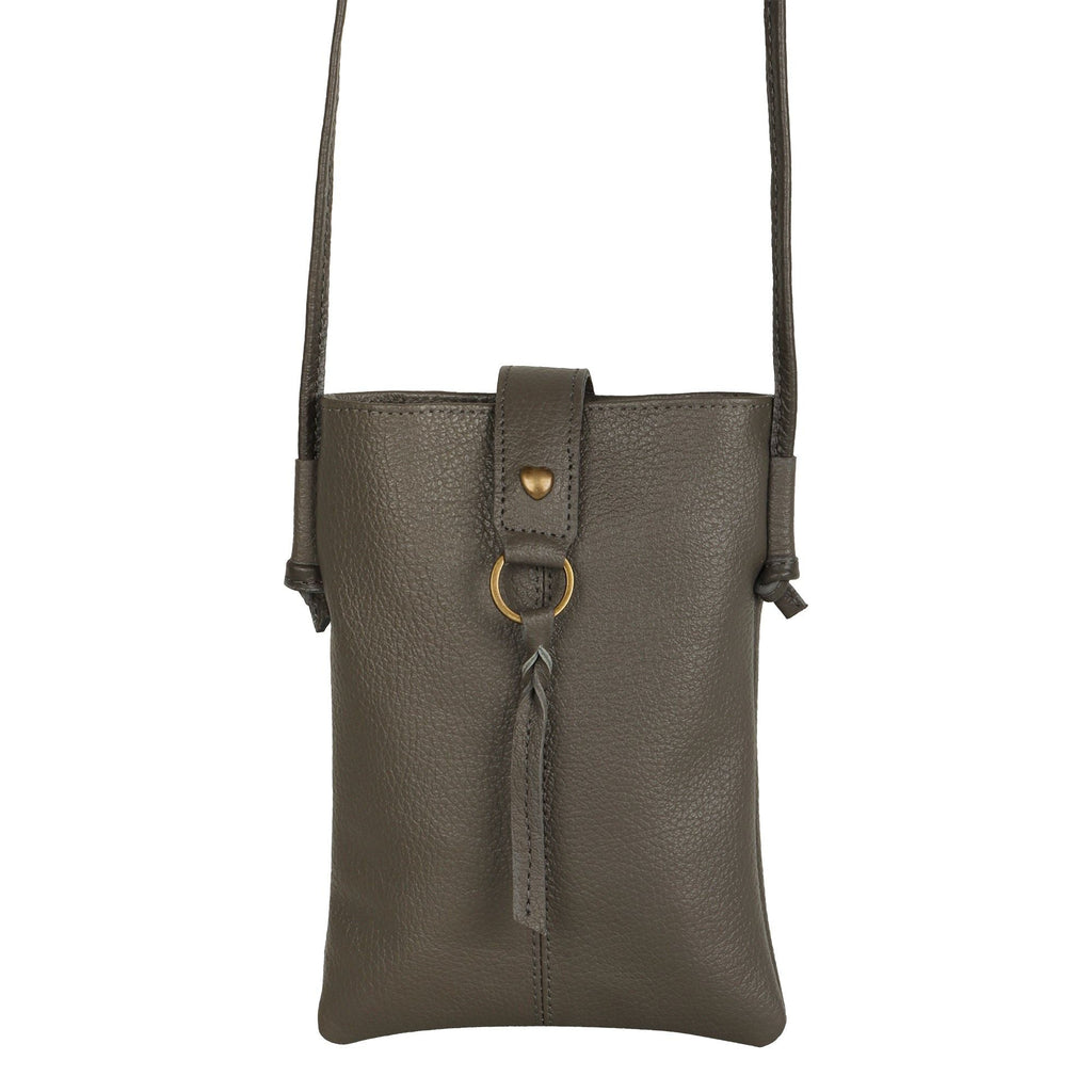 Jennie Small Ash Grey Crossbody Bag with Tassel Accent