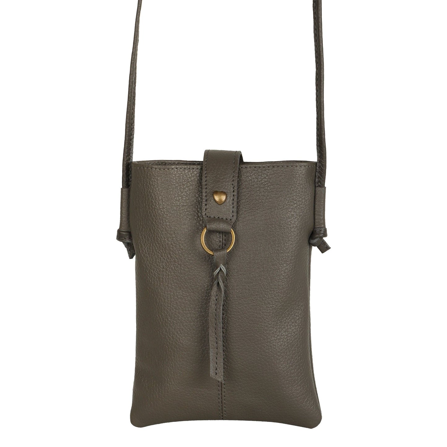 Jennie Small Ash Grey Crossbody Bag with Tassel Accent