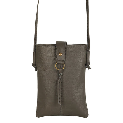 Jennie Small Ash Grey Crossbody Bag with Tassel Accent