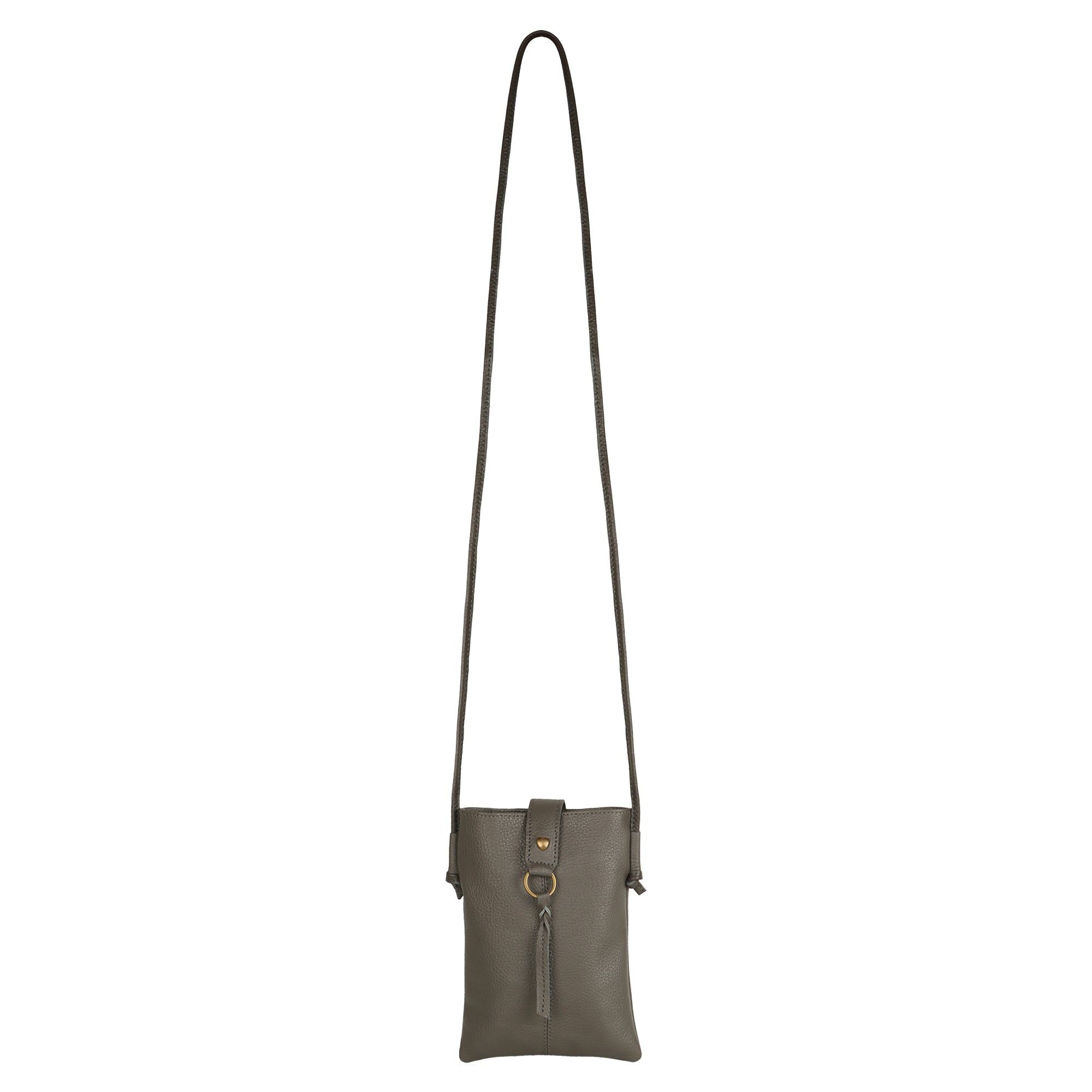 Jennie Small Ash Grey Crossbody Bag with Tassel Accent