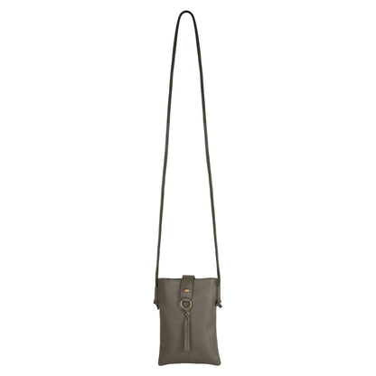 Jennie Small Ash Grey Crossbody Bag with Tassel Accent