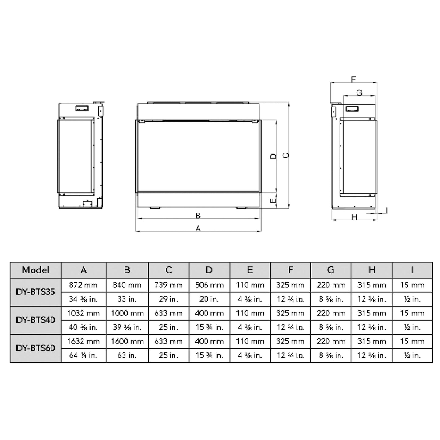 Dynasty Melody 64-Inch Built-In 3 Sided Smart Electric Fireplace [DY-BTS60] (SAK79345)
