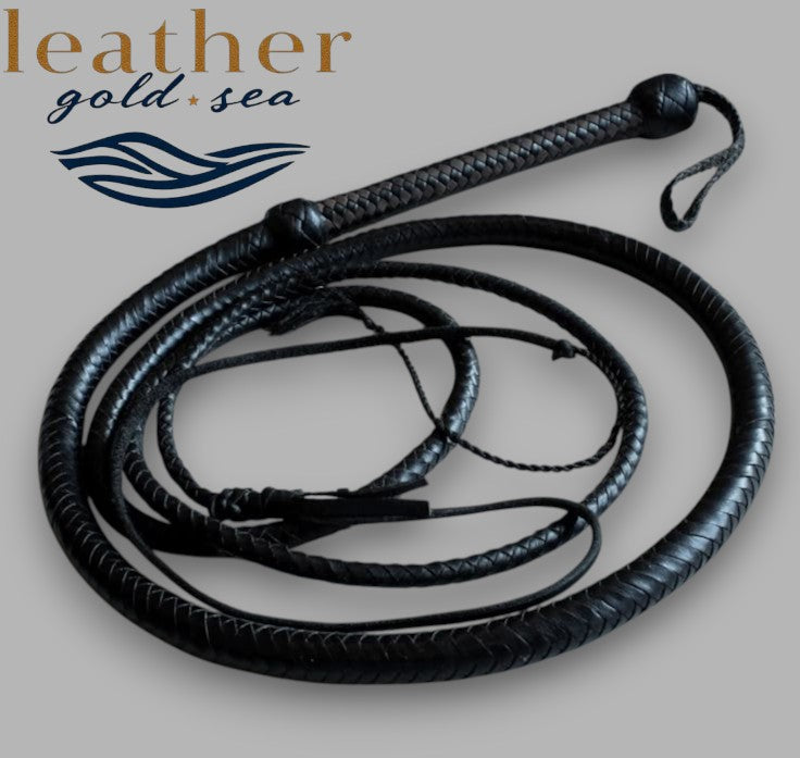 Cowboy Whip – Handmade Black Leather Bullwhip
